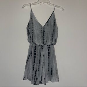 Final Touch V Neck Black And White Tie Dye Lined S Flowy Romper